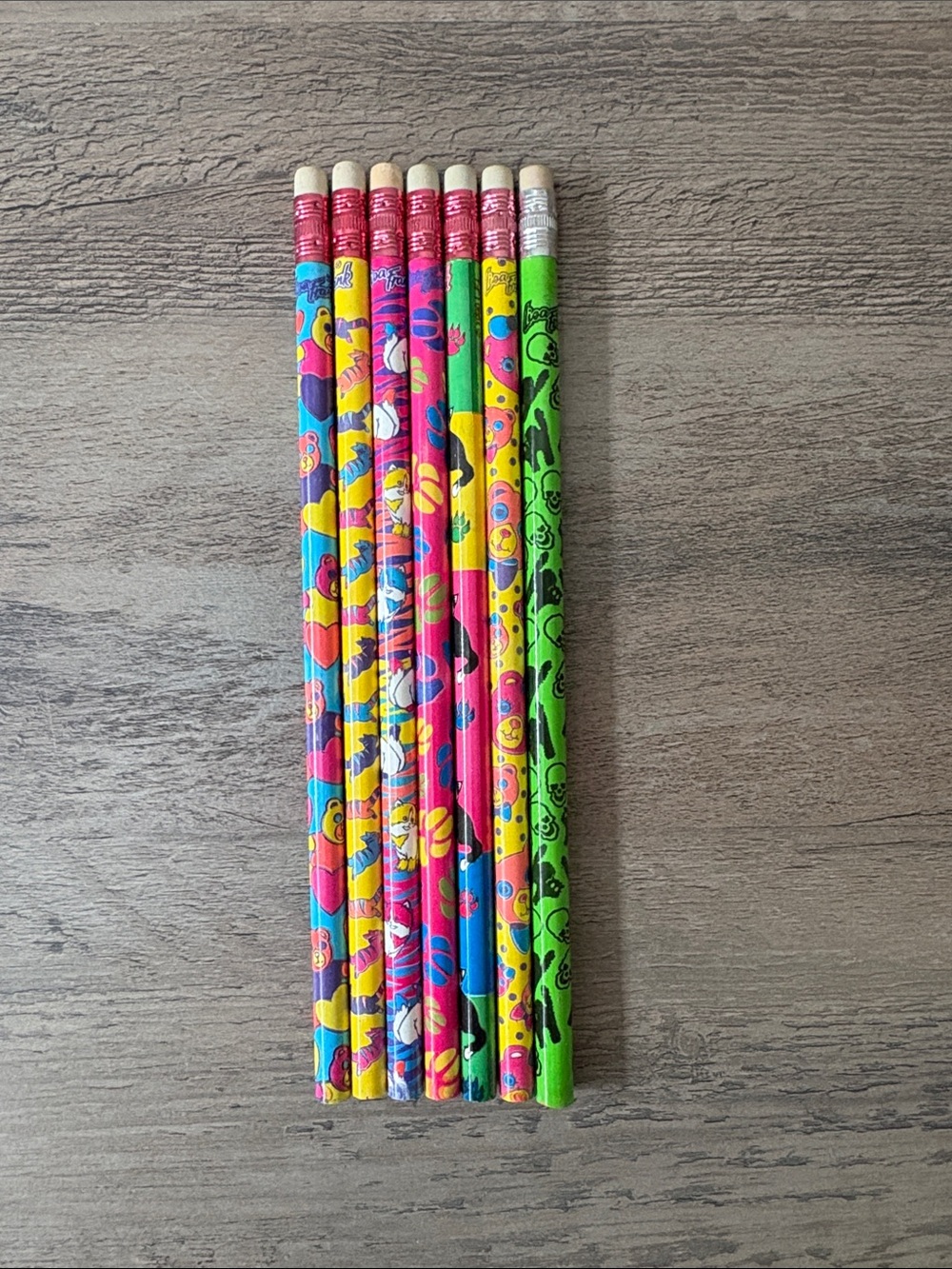 Vintage Lisa Frank Colorful Pencil Set, Lot of 7